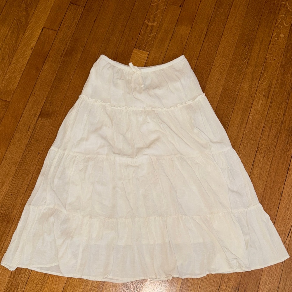 Target Cream Tiered Midi Skirt